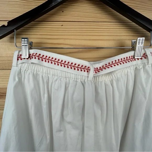 J. Crew White A-Line Skirt with Red Embroidered Trim - Picture 6 of 7
